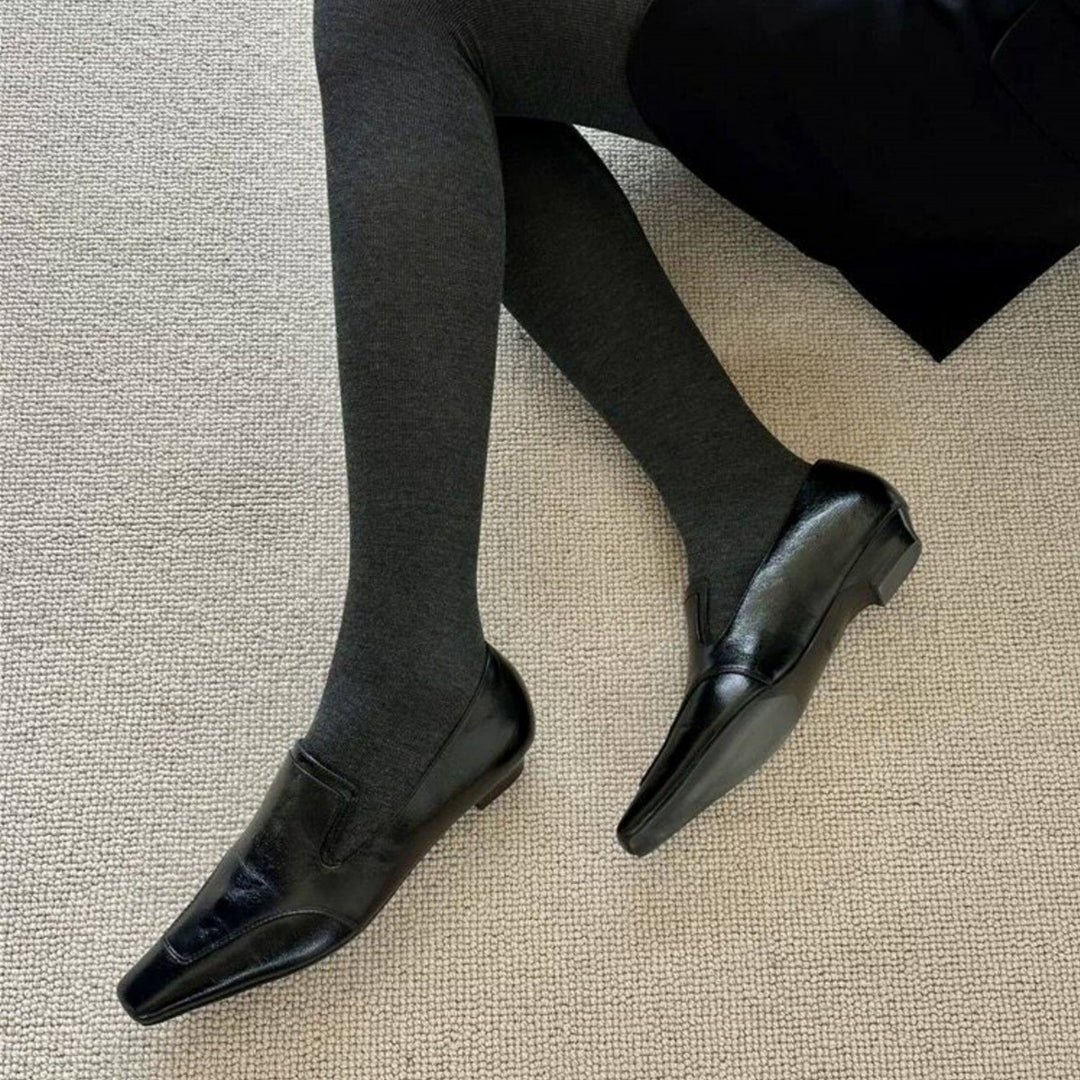 Damen Modische Loafer aus hochwertigem Leder mit elastischem Einschlupf R&B