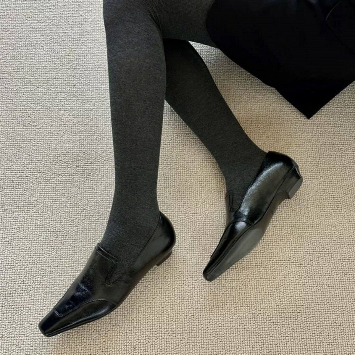 Damen Modische Loafer aus hochwertigem Leder mit elastischem Einschlupf R&B