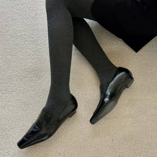 Damen Modische Loafer aus hochwertigem Leder mit elastischem Einschlupf R&B