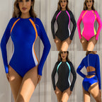 Damen Sportlicher Langarm-Schwimmanzug mit modernem Farbdesign R&B