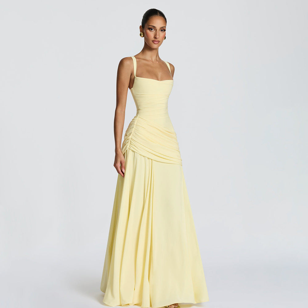 Damen Elegantes Abendkleid mit Off-Shoulder-Design und Fließendem Cape R&B