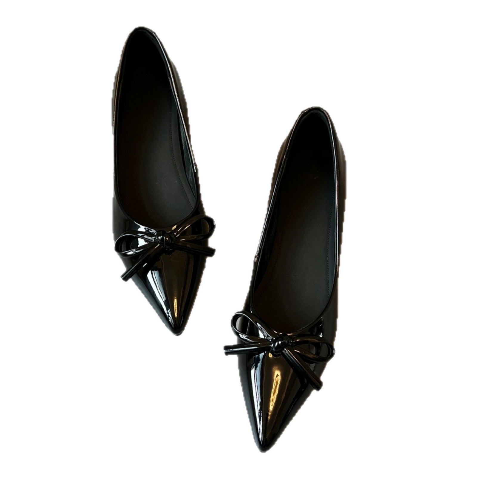 Damen elegante Ballerinas mit dekorativem Schleifenakzent und glänzender Lackoberfläche
