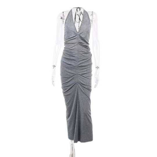 Damen Elegantes Wickelkleid mit tiefem V-Ausschnitt und gerafftem Design R&B