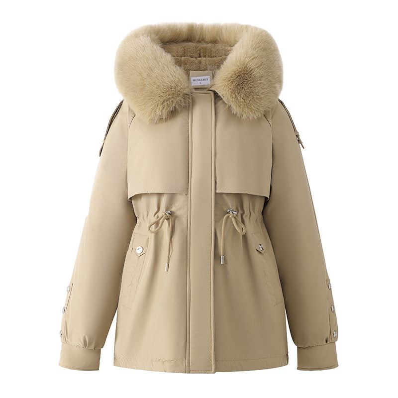 Damen Modischer Pufferparka mit luxuriösem Kunstfellkragen und praktischen Taschen R&B