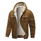Herren gefütterte Kapuzenjacke im sportlichen Design mit praktischen Taschen R&B