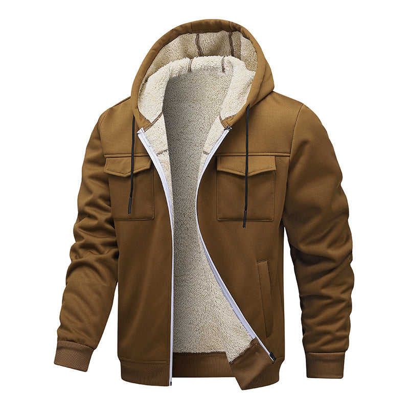 Herren gefütterte Kapuzenjacke im sportlichen Design mit praktischen Taschen R&B