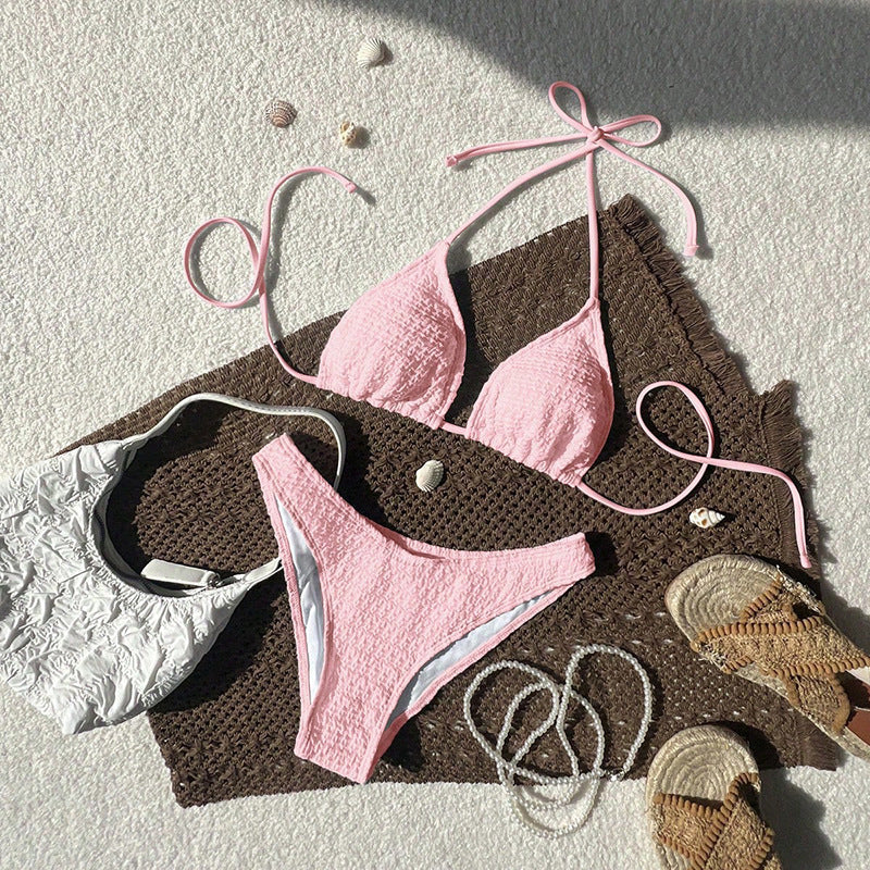 Damen Triangel-Bikini mit strukturierter Oberfläche und verstellbaren Trägern R&B