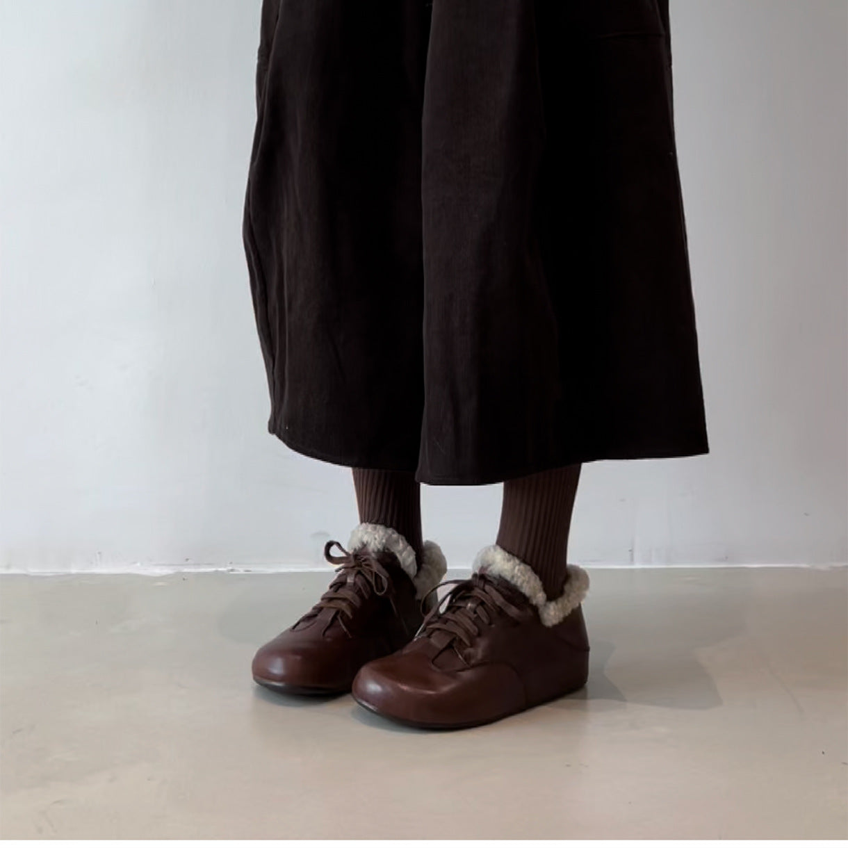 Damen gemütliche Schnürschuhe mit warmem Fleece-Futter R&B