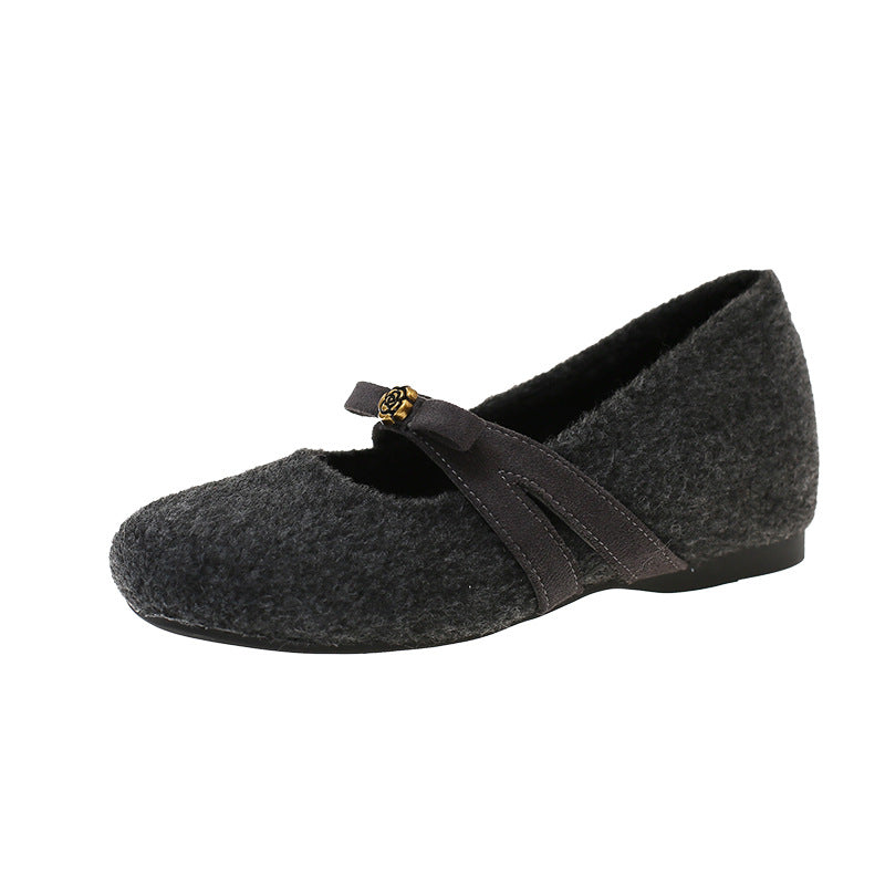Damen Bequeme Filzschuhe mit dekorativer Schleife R&B