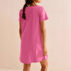 Damen lockeres Sommerkleid mit quadratischem Ausschnitt und praktischen Taschen R&B