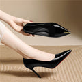 Damen elegante High-Heels mit spitzem Zehenbereich und glänzender Oberfläche R&B