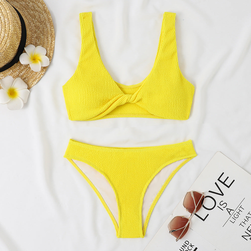 Damen Bikini-Set mit Twist-Design und hohem Taillenbund R&B