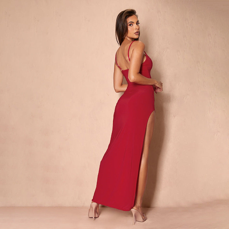 Damen elegantes Spitzen-Maxikleid mit zarten Trägerspitzendetails R&B