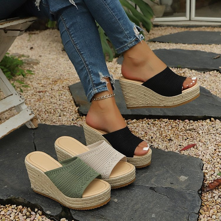 Damen Plateausandalen mit geflochtener Oberseite R&B