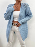 Damen Strickjacke mit luftiger Lochmusterung und lässigem Design
