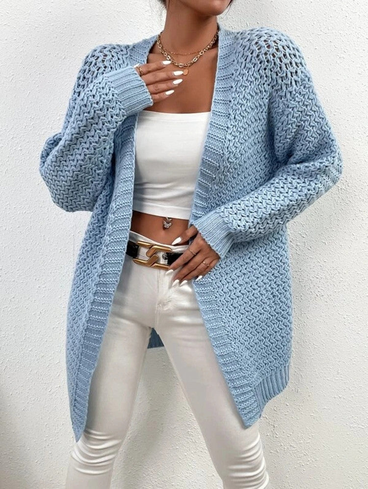 Damen Strickjacke mit luftiger Lochmusterung und lässigem Design