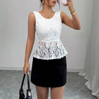 Damen Spitzenpeplum-Oberteil R&B