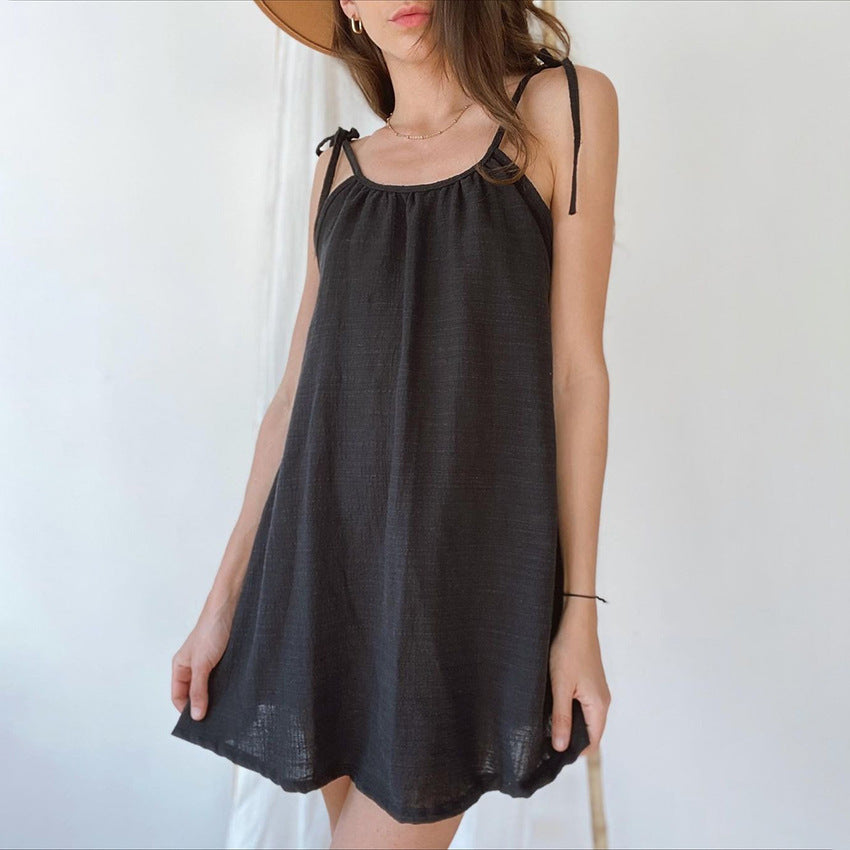 Damen leichtes Spaghettiträger Sommerkleid mit lockerer Passform R&B
