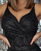 Damen Glitzerndes Wickeltop Kleid R&B