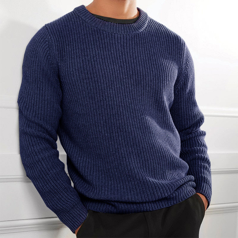 Herren Strickpullover mit strukturierter Oberfläche und Rundhalsausschnitt R&B
