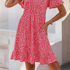 Damen lässiges Freizeitkleid mit fließendem Schnitt und Rüschensaum R&B