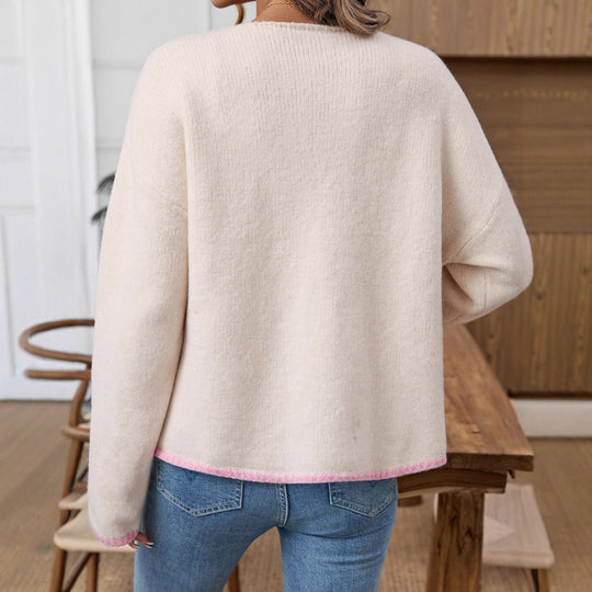 Damen Strickjacke mit eleganten Bindebändern und Taschen R&B