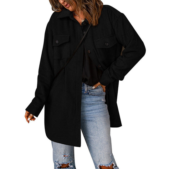 Damen Overshirt-Jacke mit praktischen Brusttaschen und schickem Schnitt R&B
