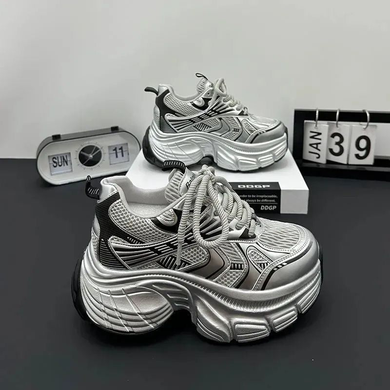 Damen Chunky Sneakers mit sportlichem Design und atmungsaktiver Mesh-Oberfläche R&B