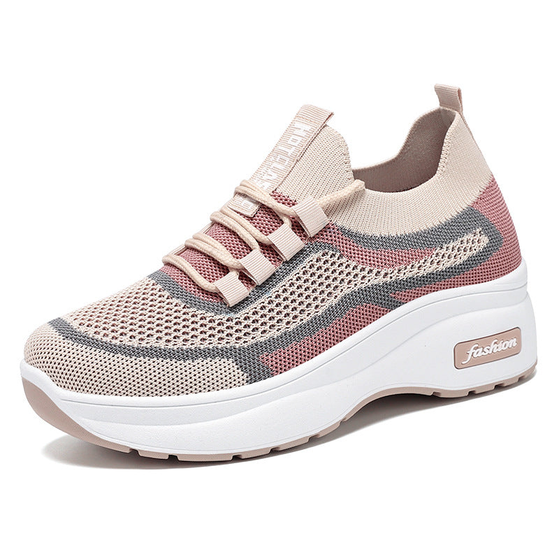 Damen Sportliche Sneakers mit atmungsaktiver Strick-Oberfläche und flexibler Sohle R&B