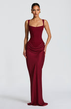Damen Elegantes Maxikleid mit figurbetonendem Schnitt und raffiniertem Faltenwurf R&B