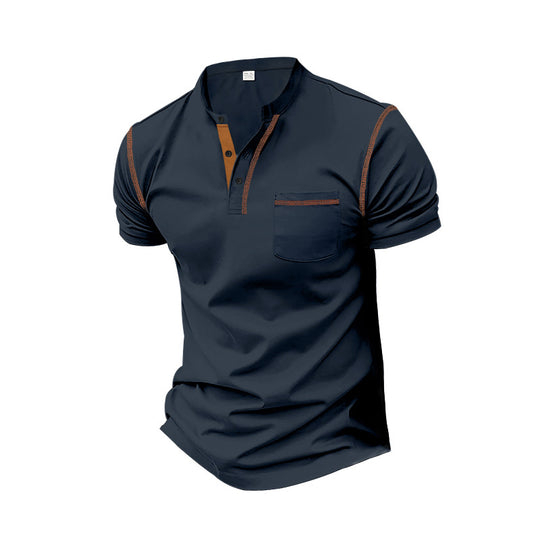 Herren Poloshirt mit modernem Henley-Kragen und praktischen Brusttasche R&B