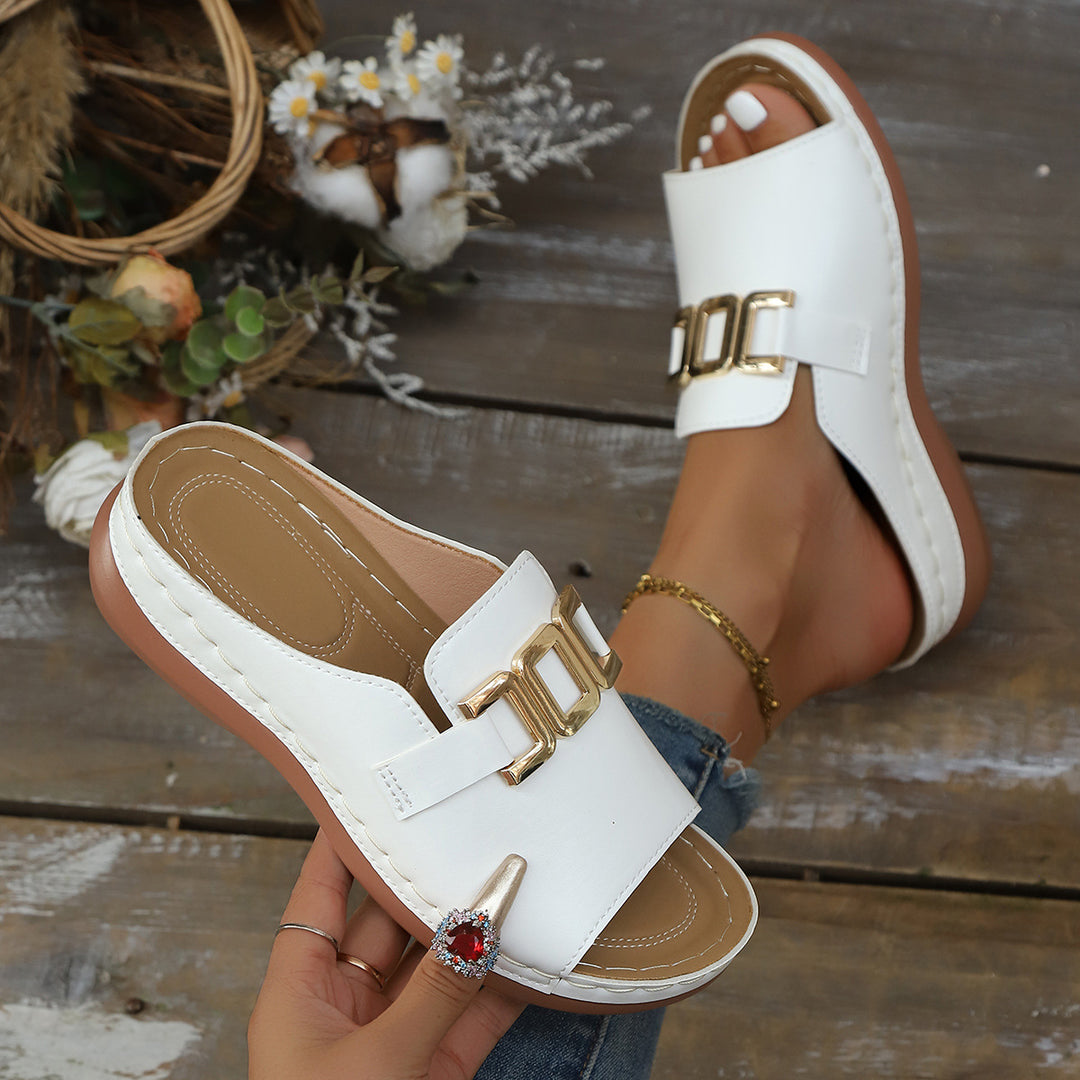Damen Elegante und bequeme Mules mit modischen Schnallen R&B