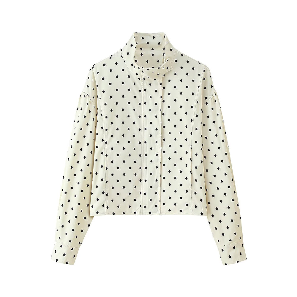 Damen cropped Steppjacke mit modernem Polka-Dots-Design R&B