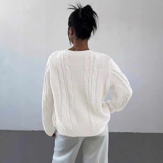 Damen Grobstrickpullover mit zeitlosem Zopfmuster und lässigem Schnitt R&B