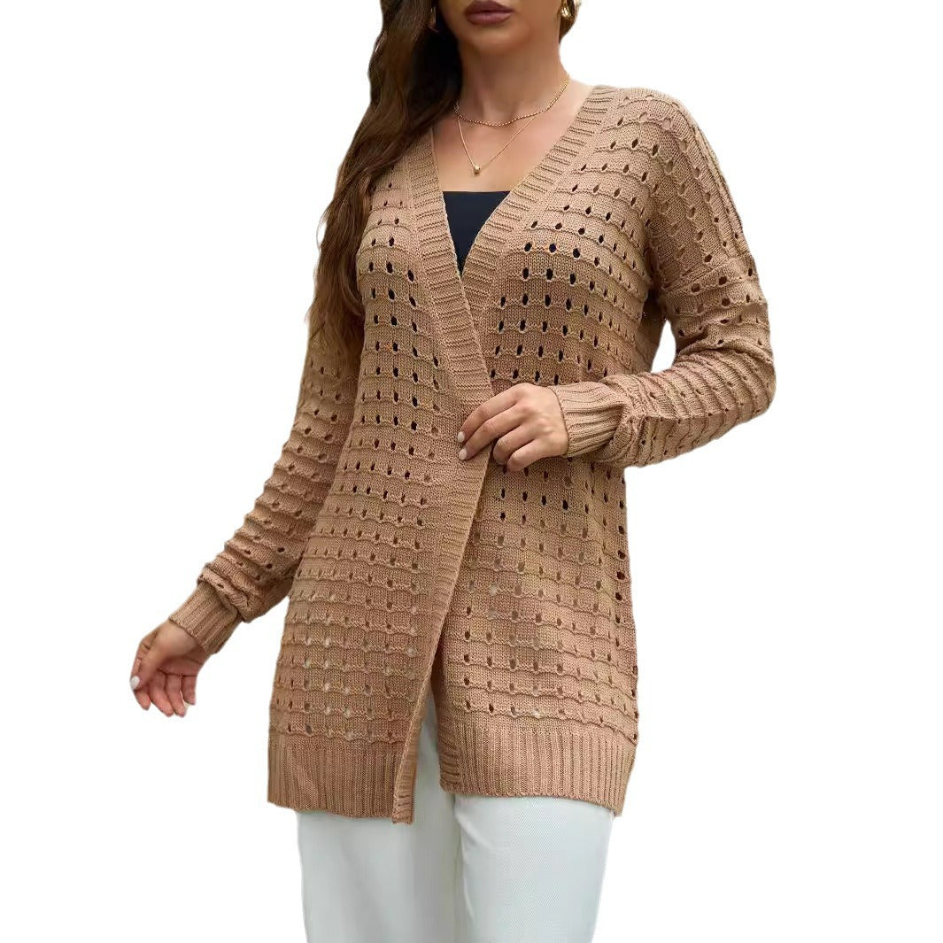 Damen Strickjacke mit luftiger Lochmuster-Optik R&B