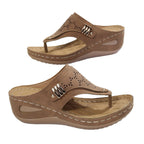 Damen Zehentrenner-Sandalen mit zierlichem Lochmuster und komfortabler Fußbettung R&B