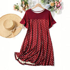 Damen Polka-Dot A-Linie Freizeitkleid R&B