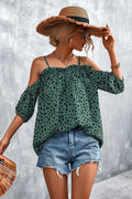 Damen Off-Shoulder Bluse mit verspieltem Punktemuster und luftigen Puffärmeln R&B