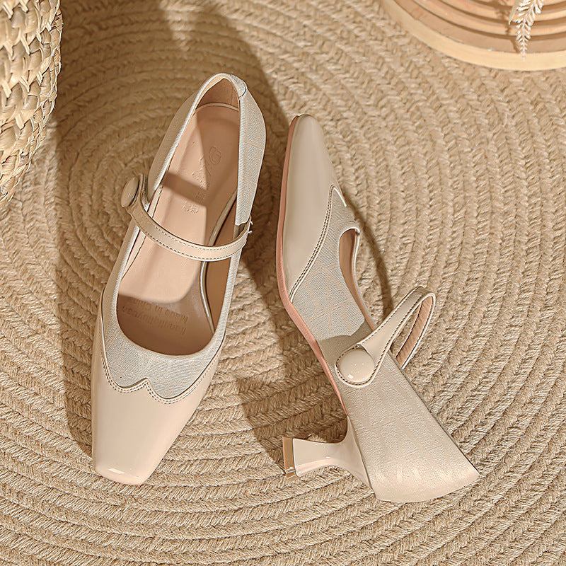 Damen elegante Mary Jane Pumps mit komfortablem Blockabsatz und verstellbarem Riemen R&B