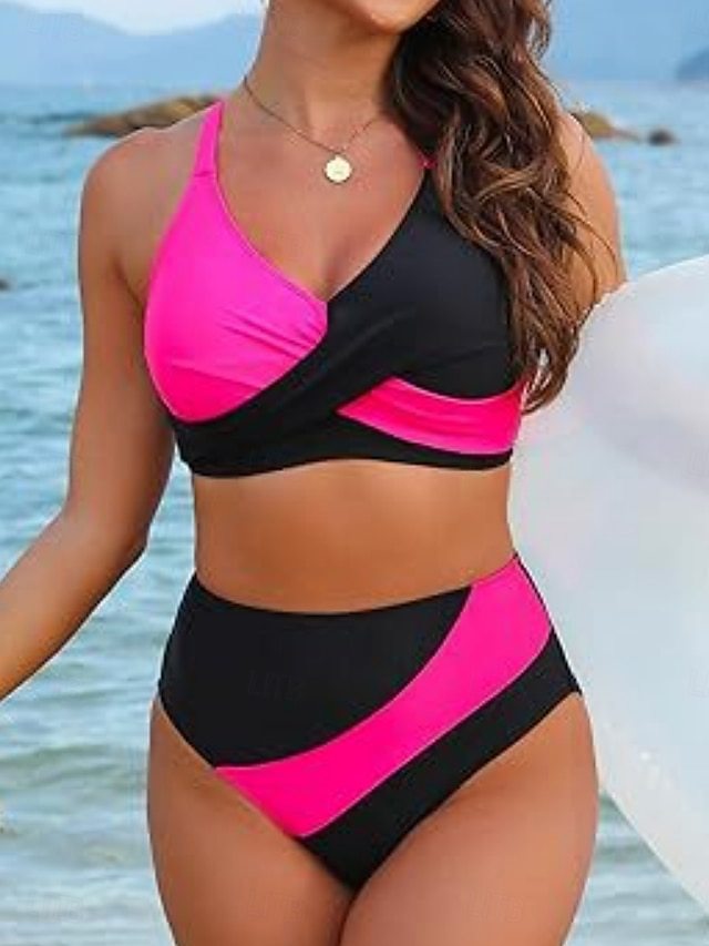 Damen Hoch geschnittener Bikini mit Wickeldesign R&B