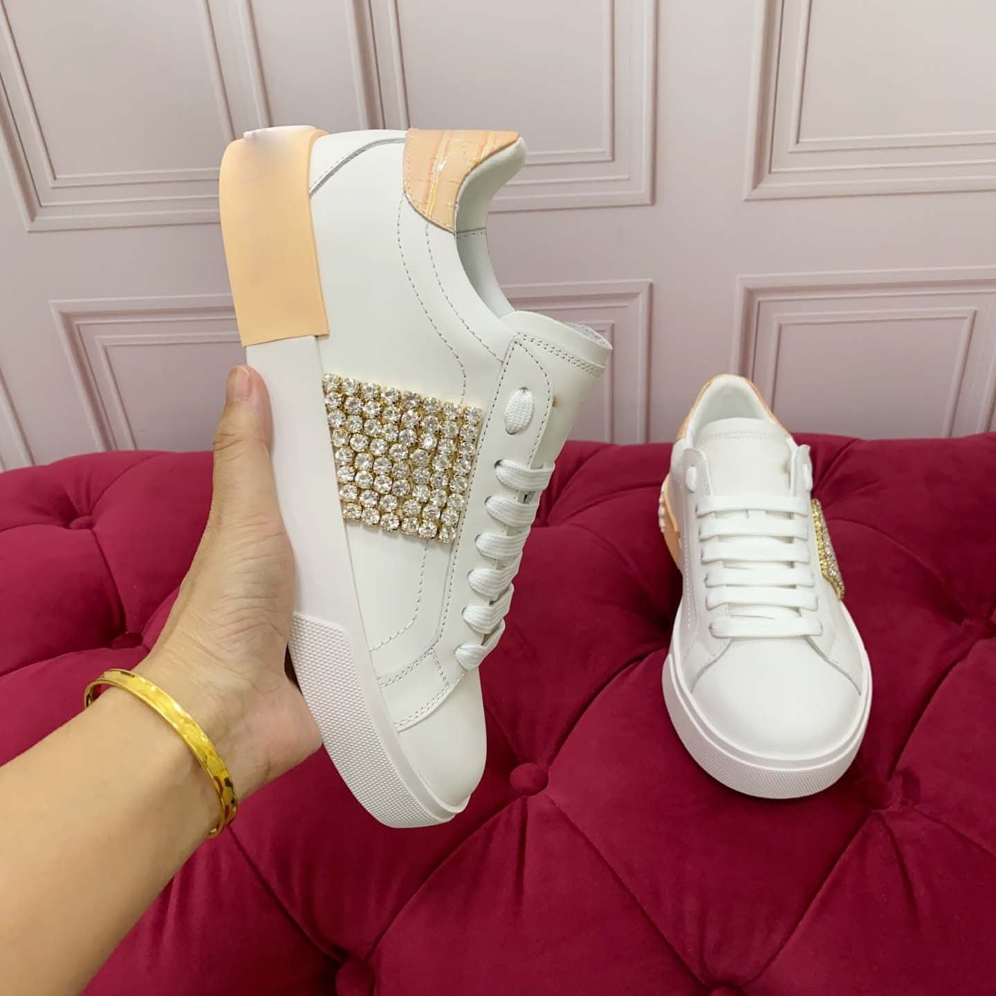 Damen Modische Sneakers mit elegantem Glitzer-Applikation R&B