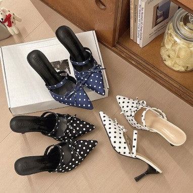 Damen Slingback-Pumps mit gepunktetem Design und elegantem Schleifchen R&B
