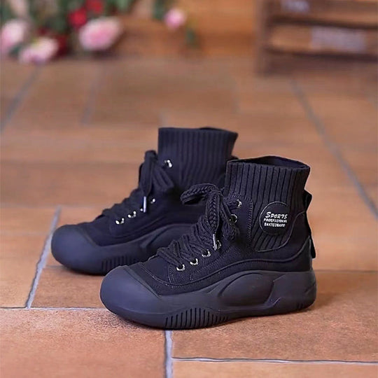Damen sportliche High-Top Sneakers mit flexiblem Strick-Obermaterial und rutschfester Sohle R&B