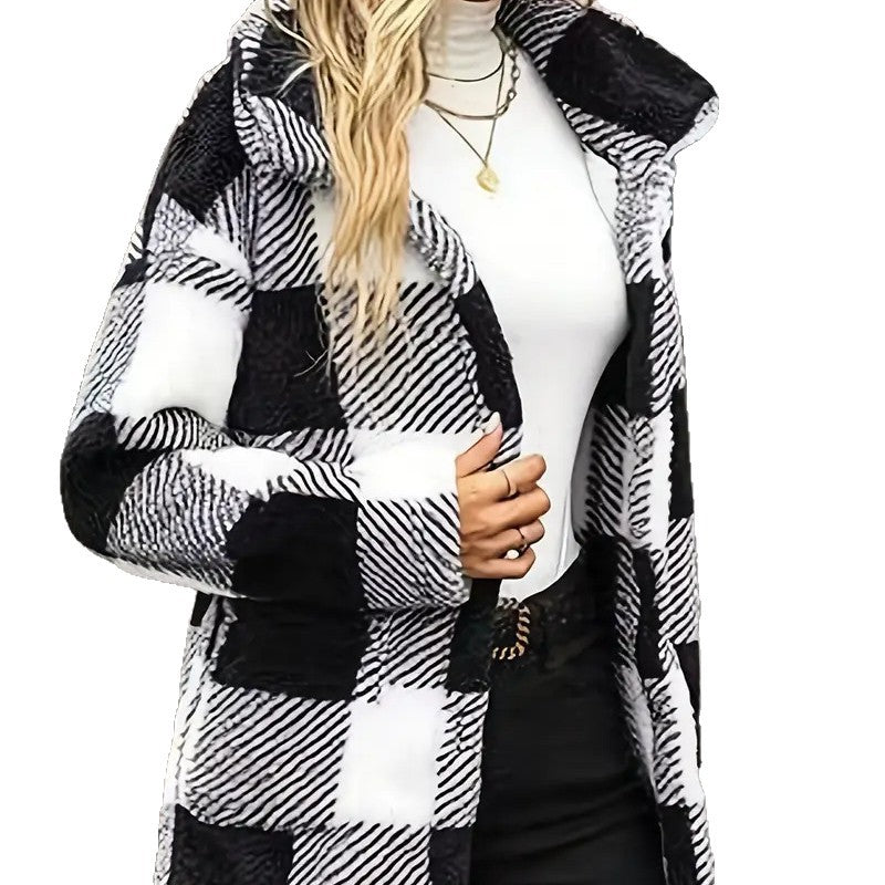 Damen Kuschelige Fleecejacke mit individuellen Karomuster R&B