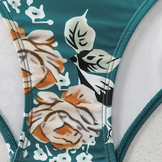 Damen Einteiliger Badeanzug mit elegantem Schnitt und floralem Design R&B