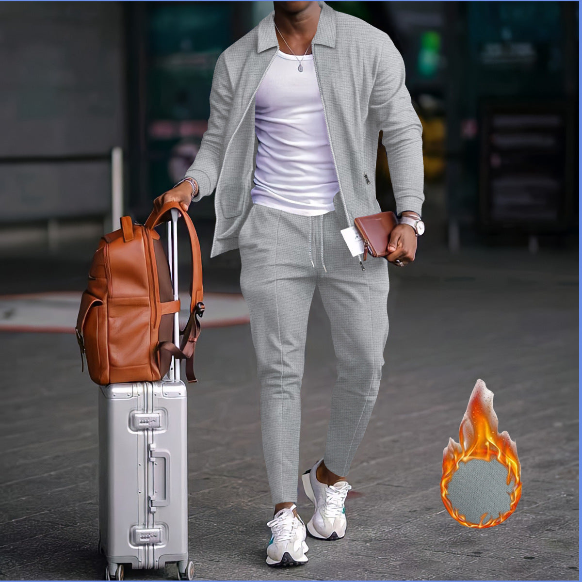 Herren modische Reisedaunenjacke mit funktionalen Taschen und elastischem Bund R&B