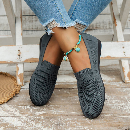 Damen Atmungsaktive Slip-On Sneakers mit flexiblem Strickdesign R&B