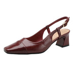 Damen Slingback-Pumps mit metallischem Obermaterial und edlem Blockabsatz