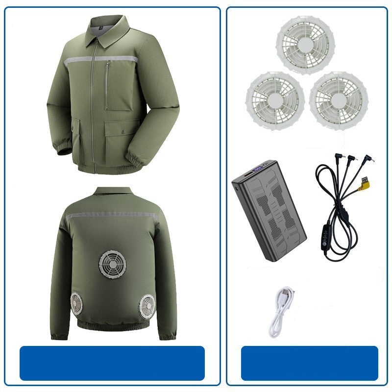 Herren nan belüftete Arbeitsjacke mit integrierten Lüftern, USB-Stromanschluss und reflektierenden Einsätzen R&B