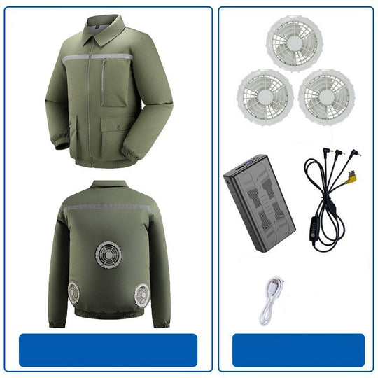 Herren nan belüftete Arbeitsjacke mit integrierten Lüftern, USB-Stromanschluss und reflektierenden Einsätzen R&B